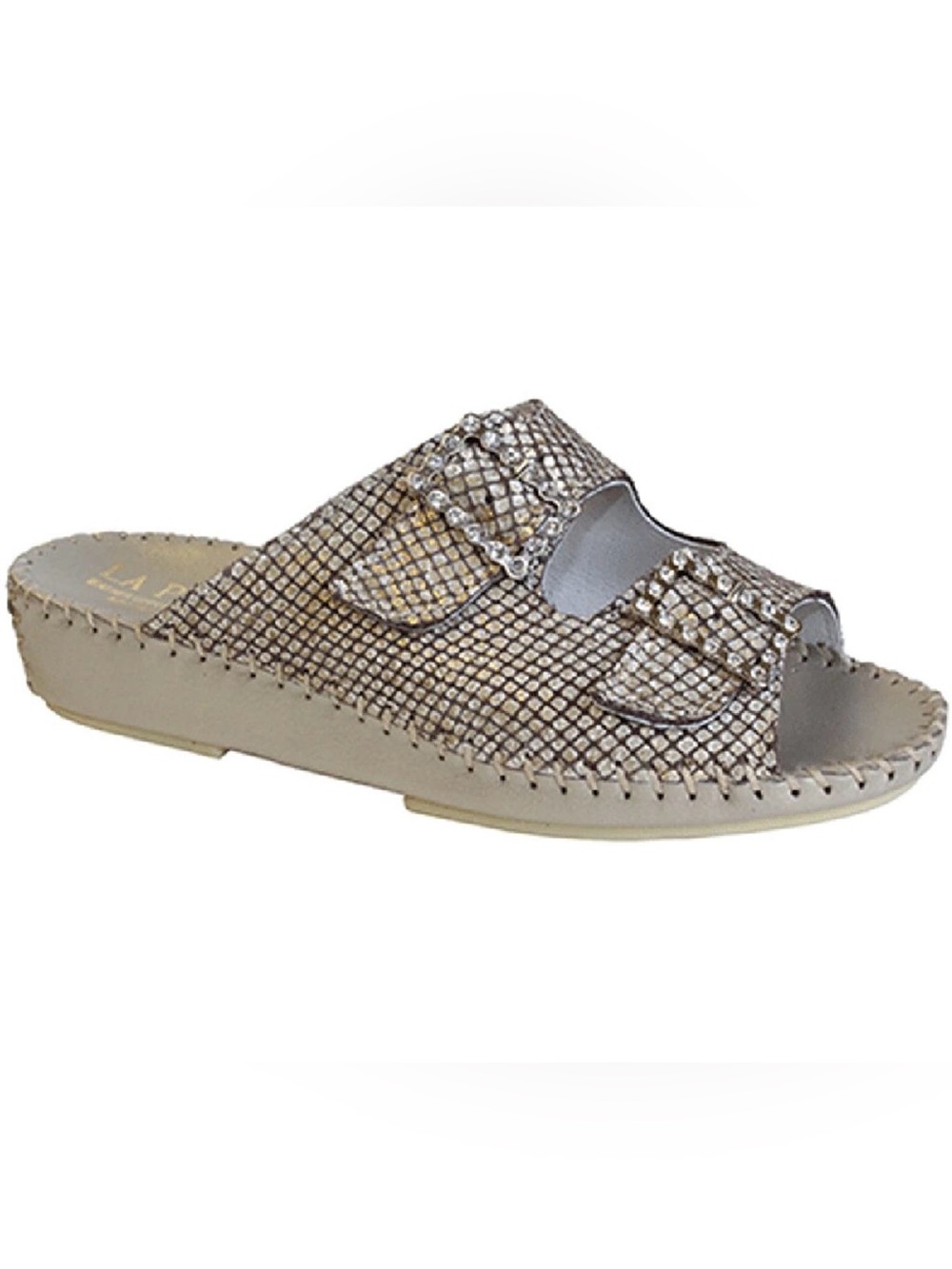 Women’s Metallic Beige Slide Sandals La Plume
